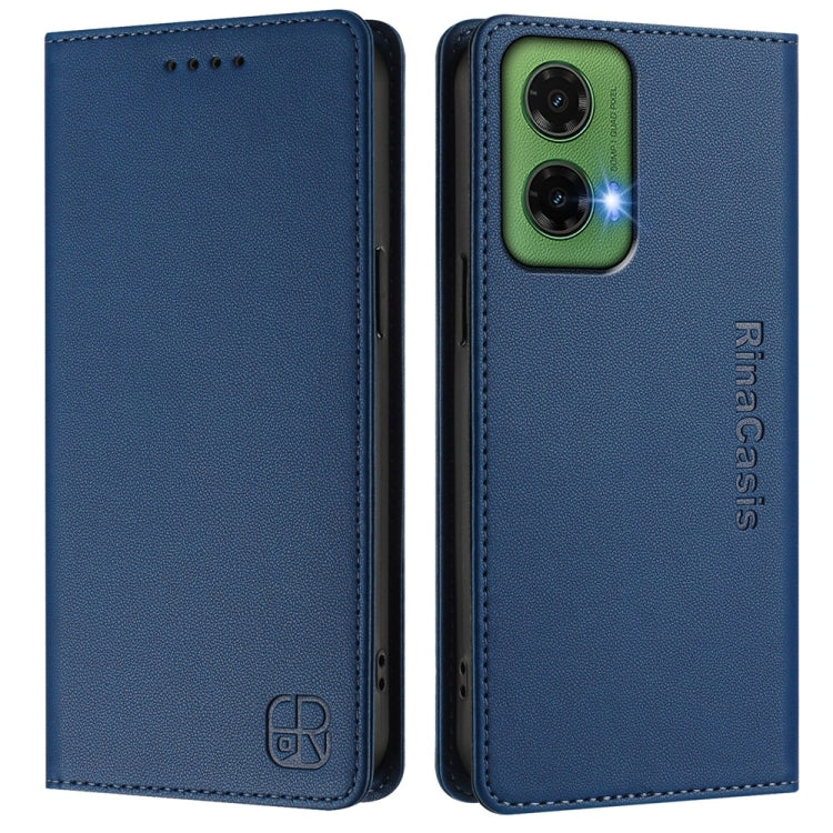 For Motorola Moto G35 RC01 Dual-Folded Magnetic Suction RFID Leather Phone Case
