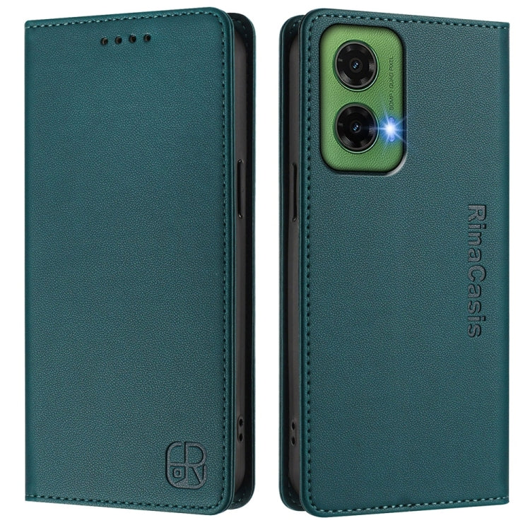 For Motorola Moto G35 RC01 Dual-Folded Magnetic Suction RFID Leather Phone Case