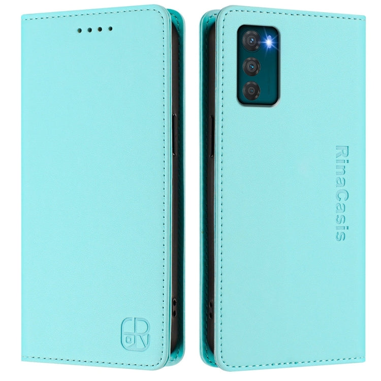 For Motorola Moto G42 RC01 Dual-Folded Magnetic Suction RFID Leather Phone Case