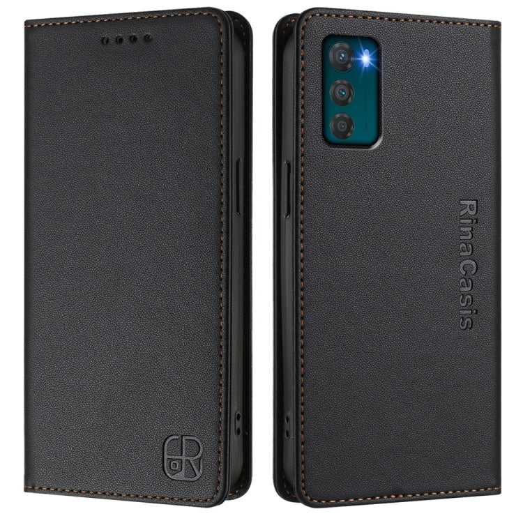 For Motorola Moto G42 RC01 Dual-Folded Magnetic Suction RFID Leather Phone Case
