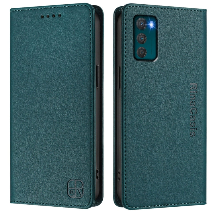 For Motorola Moto G42 RC01 Dual-Folded Magnetic Suction RFID Leather Phone Case