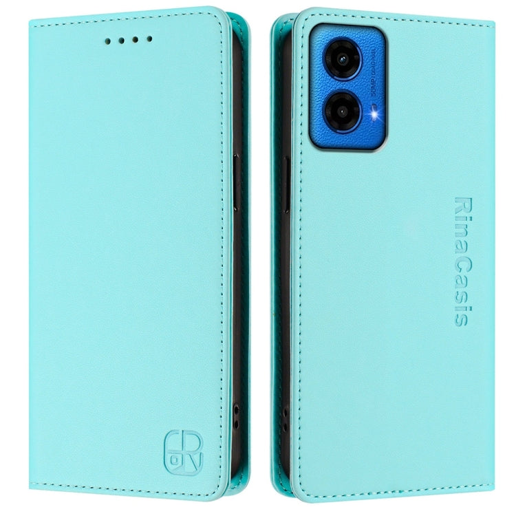 For Motorola Moto G45 5G / G34 5G RC01 Dual-Folded Magnetic Suction RFID Leather Phone Case