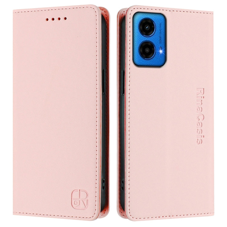 For Motorola Moto G45 5G / G34 5G RC01 Dual-Folded Magnetic Suction RFID Leather Phone Case