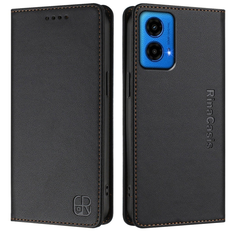 For Motorola Moto G45 5G / G34 5G RC01 Dual-Folded Magnetic Suction RFID Leather Phone Case