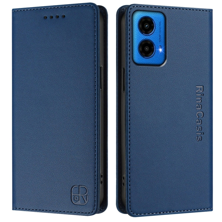 For Motorola Moto G45 5G / G34 5G RC01 Dual-Folded Magnetic Suction RFID Leather Phone Case