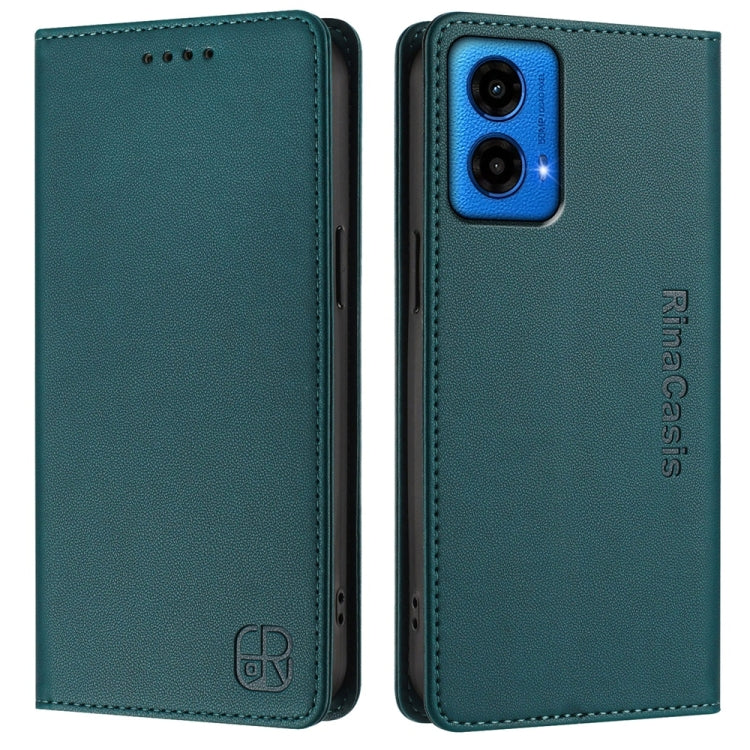 For Motorola Moto G45 5G / G34 5G RC01 Dual-Folded Magnetic Suction RFID Leather Phone Case