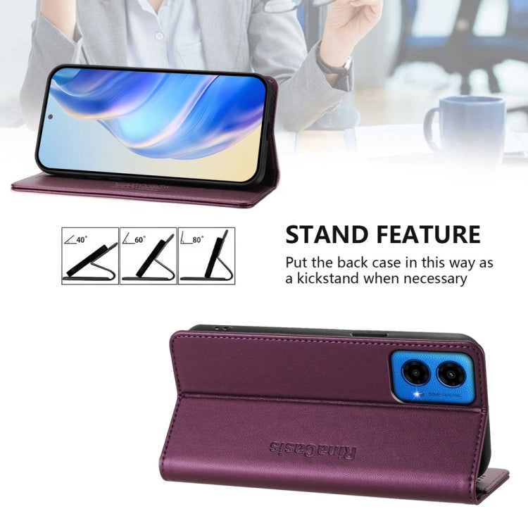 For Motorola Moto G45 5G / G34 5G RC01 Dual-Folded Magnetic Suction RFID Leather Phone Case