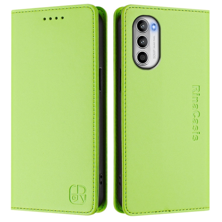 For Motorola Moto G52 4G / G82 5G / G71s 5G RC01 Dual-Folded Magnetic Suction RFID Leather Phone Case