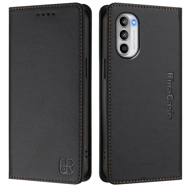 For Motorola Moto G52 4G / G82 5G / G71s 5G RC01 Dual-Folded Magnetic Suction RFID Leather Phone Case