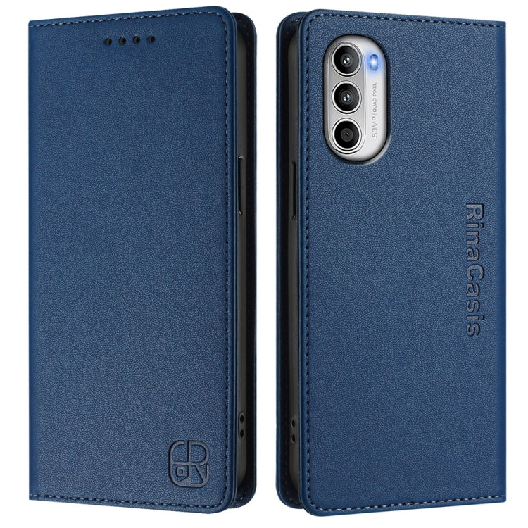 For Motorola Moto G52 4G / G82 5G / G71s 5G RC01 Dual-Folded Magnetic Suction RFID Leather Phone Case