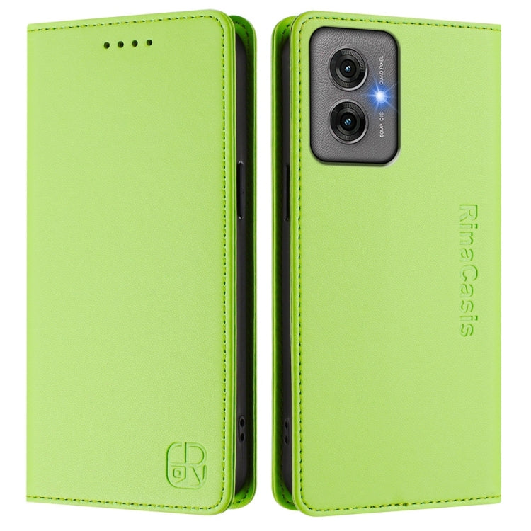 For Motorola Moto G55 RC01 Dual-Folded Magnetic Suction RFID Leather Phone Case