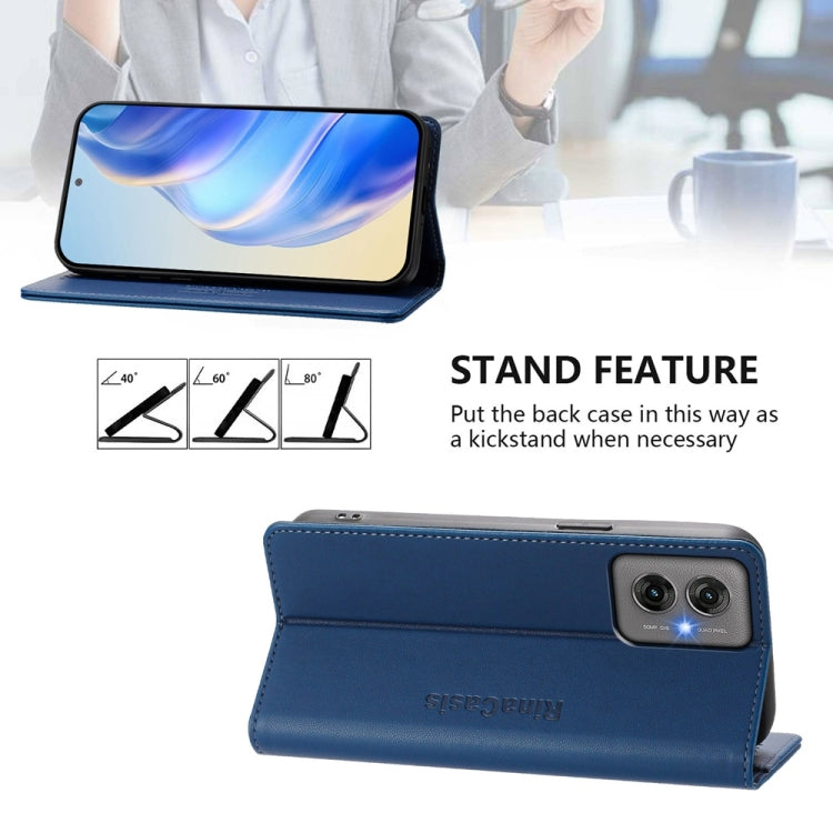 For Motorola Moto G55 RC01 Dual-Folded Magnetic Suction RFID Leather Phone Case