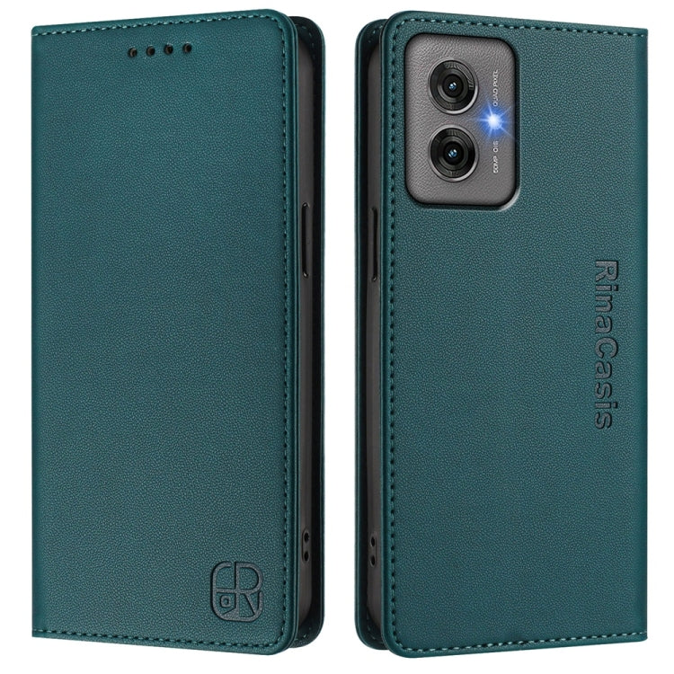 For Motorola Moto G55 RC01 Dual-Folded Magnetic Suction RFID Leather Phone Case