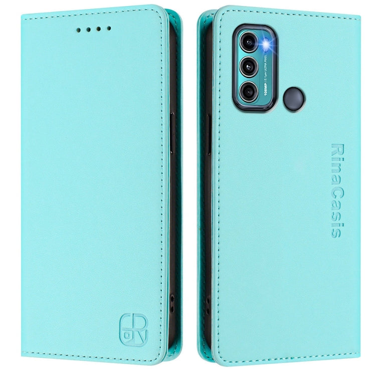 For Motorola Moto G60 / G40 Fusion RC01 Dual-Folded Magnetic Suction RFID Leather Phone Case