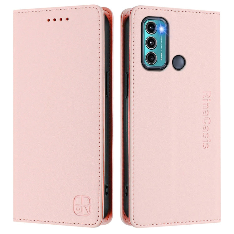 For Motorola Moto G60 / G40 Fusion RC01 Dual-Folded Magnetic Suction RFID Leather Phone Case