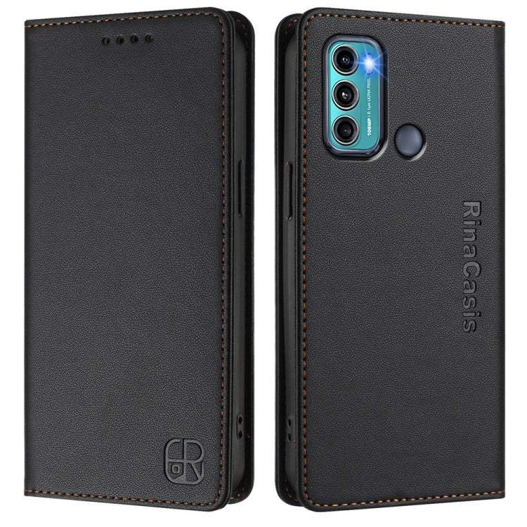 For Motorola Moto G60 / G40 Fusion RC01 Dual-Folded Magnetic Suction RFID Leather Phone Case