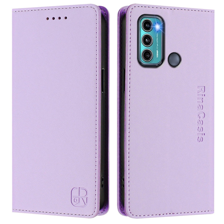 For Motorola Moto G60 / G40 Fusion RC01 Dual-Folded Magnetic Suction RFID Leather Phone Case
