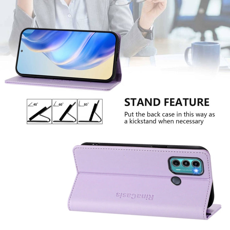 For Motorola Moto G60 / G40 Fusion RC01 Dual-Folded Magnetic Suction RFID Leather Phone Case