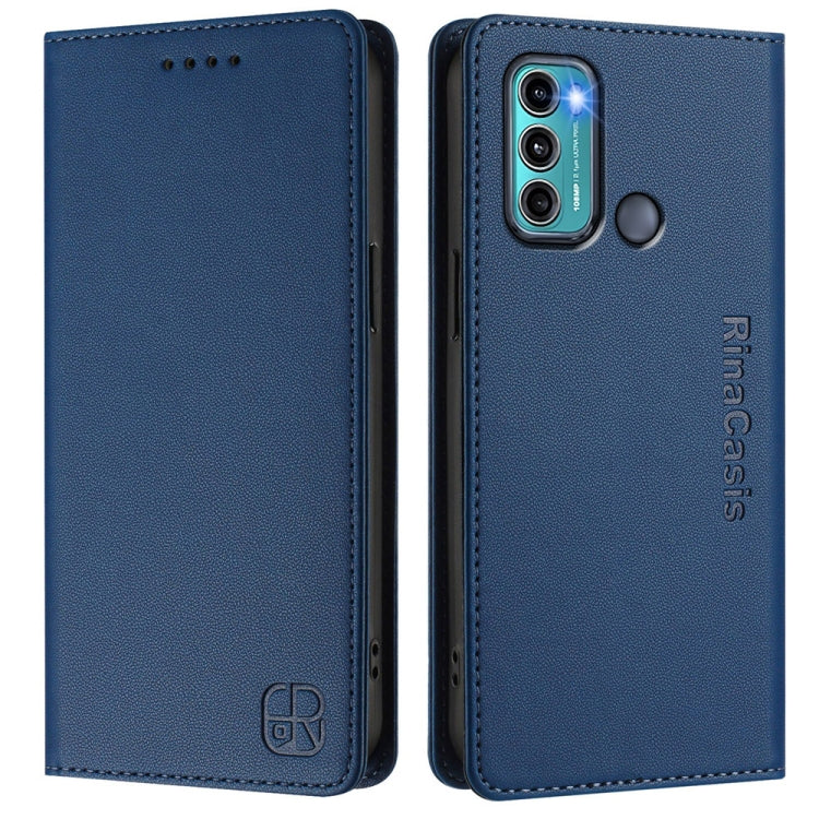 For Motorola Moto G60 / G40 Fusion RC01 Dual-Folded Magnetic Suction RFID Leather Phone Case