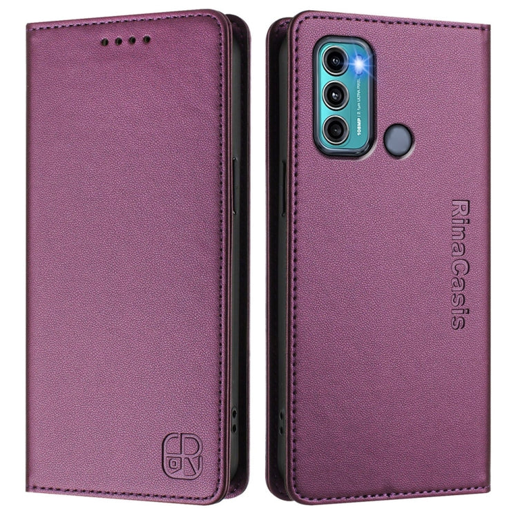 For Motorola Moto G60 / G40 Fusion RC01 Dual-Folded Magnetic Suction RFID Leather Phone Case