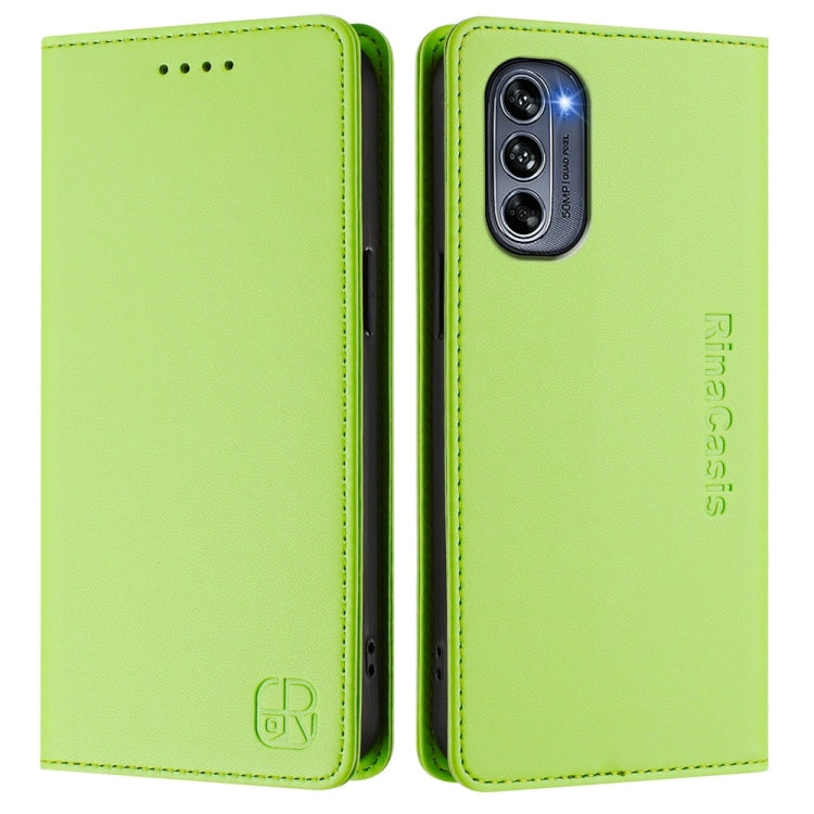 For Motorola Moto G62 5G / Moto G62 India RC01 Dual-Folded Magnetic Suction RFID Leather Phone Case