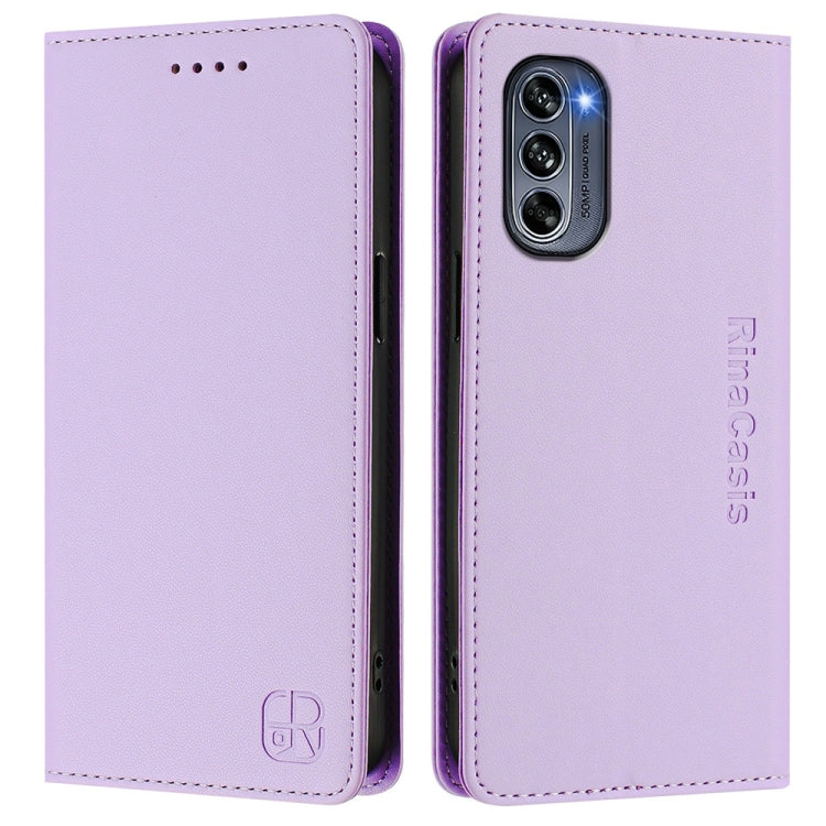For Motorola Moto G62 5G / Moto G62 India RC01 Dual-Folded Magnetic Suction RFID Leather Phone Case