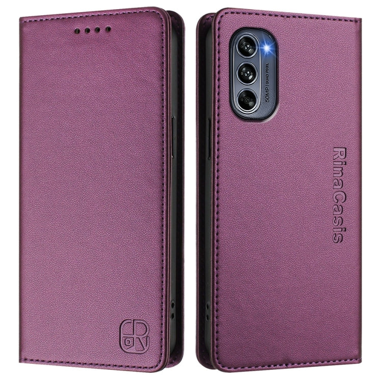 For Motorola Moto G62 5G / Moto G62 India RC01 Dual-Folded Magnetic Suction RFID Leather Phone Case