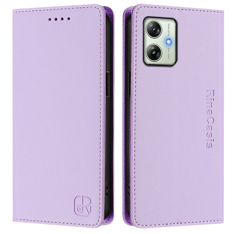 For Motorola Moto G64 5G / G54 / G54 Power RC01 Dual-Folded Magnetic Suction RFID Leather Phone Case