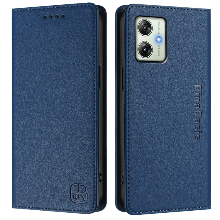 For Motorola Moto G64 5G / G54 / G54 Power RC01 Dual-Folded Magnetic Suction RFID Leather Phone Case