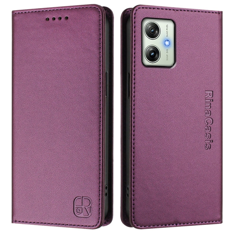 For Motorola Moto G64 5G / G54 / G54 Power RC01 Dual-Folded Magnetic Suction RFID Leather Phone Case