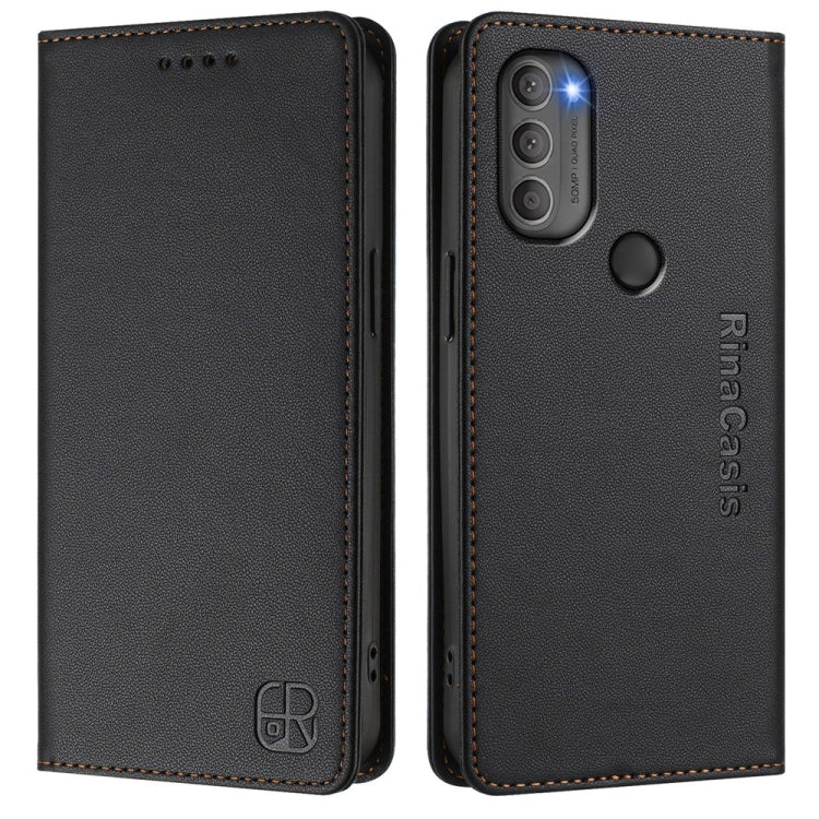 For Motorola Moto G71 5G RC01 Dual-Folded Magnetic Suction RFID Leather Phone Case