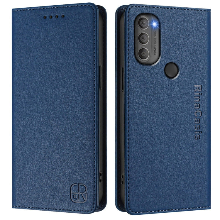 For Motorola Moto G71 5G RC01 Dual-Folded Magnetic Suction RFID Leather Phone Case