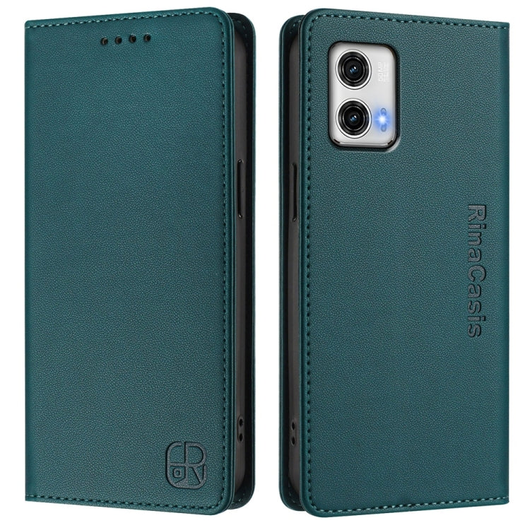 For Motorola Moto G73 RC01 Dual-Folded Magnetic Suction RFID Leather Phone Case
