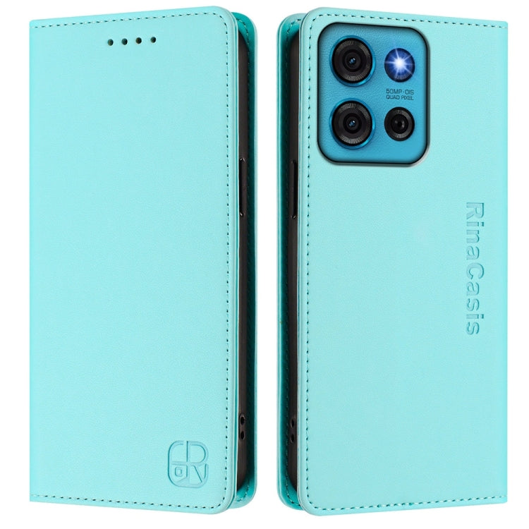For Motorola Moto G75 5G RC01 Dual-Folded Magnetic Suction RFID Leather Phone Case