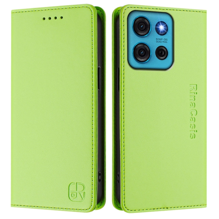 For Motorola Moto G75 5G RC01 Dual-Folded Magnetic Suction RFID Leather Phone Case