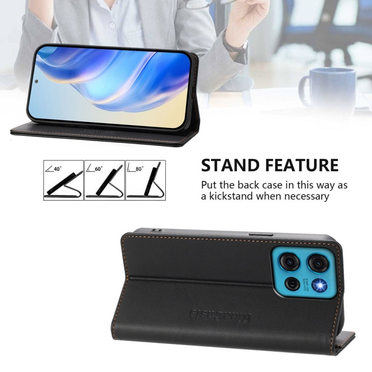 For Motorola Moto G75 5G RC01 Dual-Folded Magnetic Suction RFID Leather Phone Case