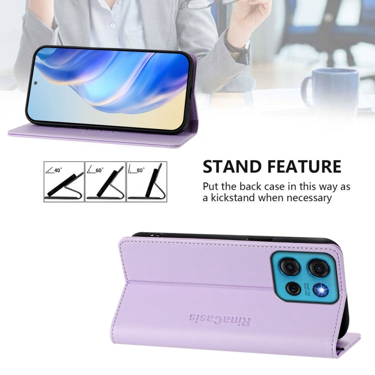 For Motorola Moto G75 5G RC01 Dual-Folded Magnetic Suction RFID Leather Phone Case