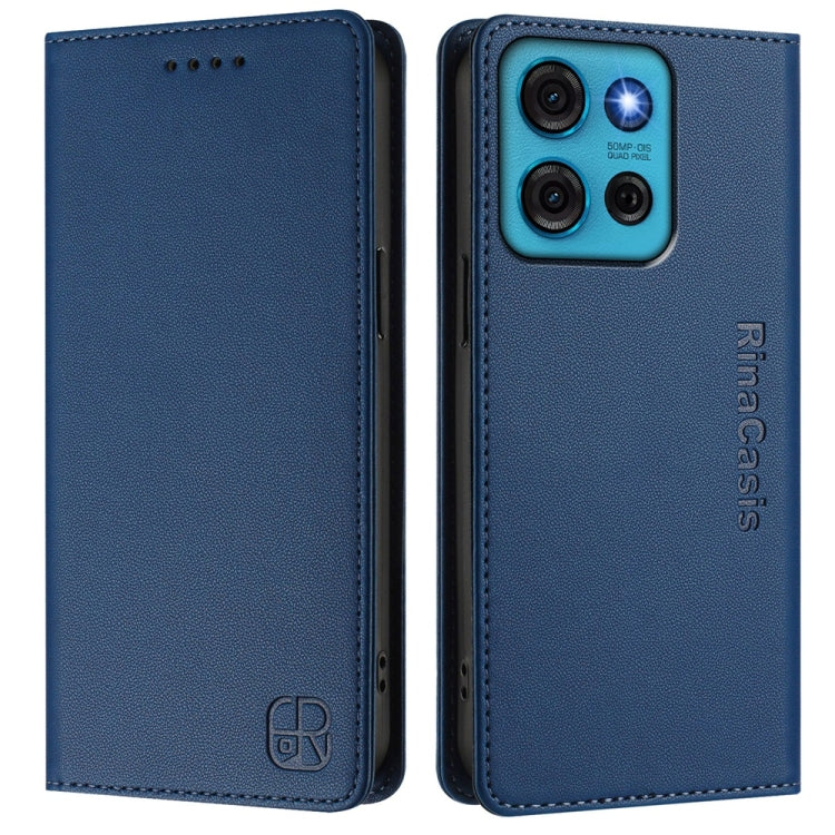 For Motorola Moto G75 5G RC01 Dual-Folded Magnetic Suction RFID Leather Phone Case