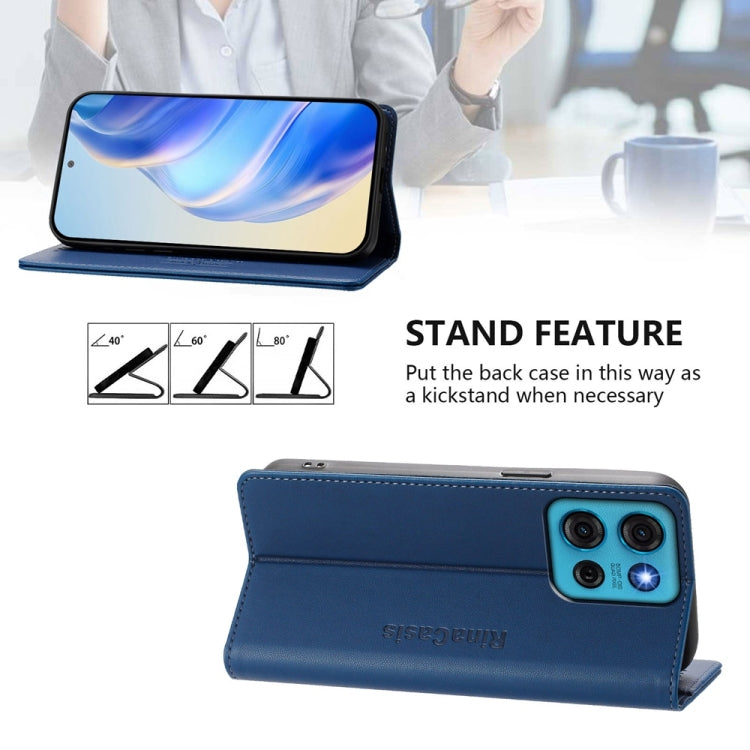 For Motorola Moto G75 5G RC01 Dual-Folded Magnetic Suction RFID Leather Phone Case