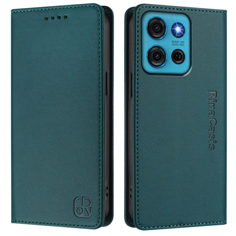 For Motorola Moto G75 5G RC01 Dual-Folded Magnetic Suction RFID Leather Phone Case