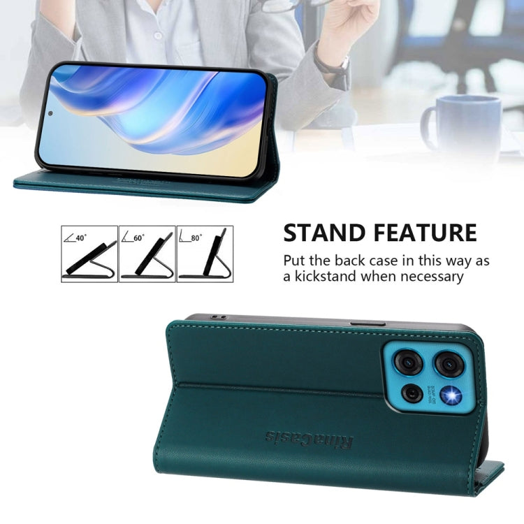 For Motorola Moto G75 5G RC01 Dual-Folded Magnetic Suction RFID Leather Phone Case