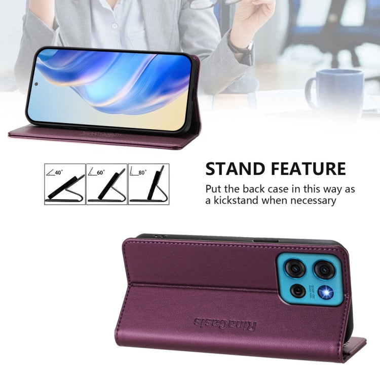 For Motorola Moto G75 5G RC01 Dual-Folded Magnetic Suction RFID Leather Phone Case