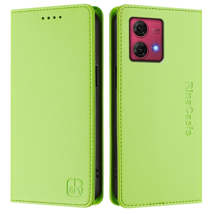 For Motorola Moto G84 RC01 Dual-Folded Magnetic Suction RFID Leather Phone Case