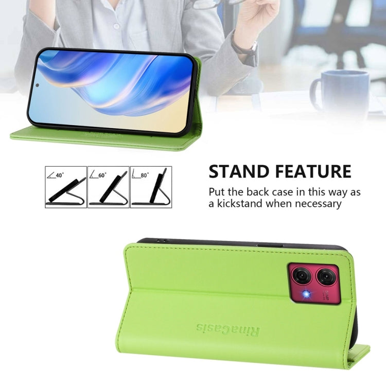 For Motorola Moto G84 RC01 Dual-Folded Magnetic Suction RFID Leather Phone Case