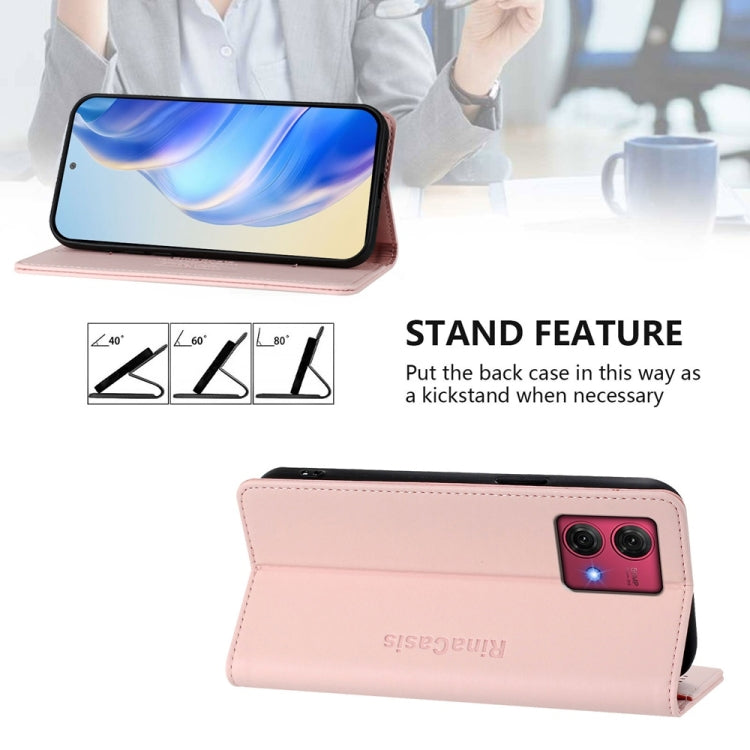 For Motorola Moto G84 RC01 Dual-Folded Magnetic Suction RFID Leather Phone Case