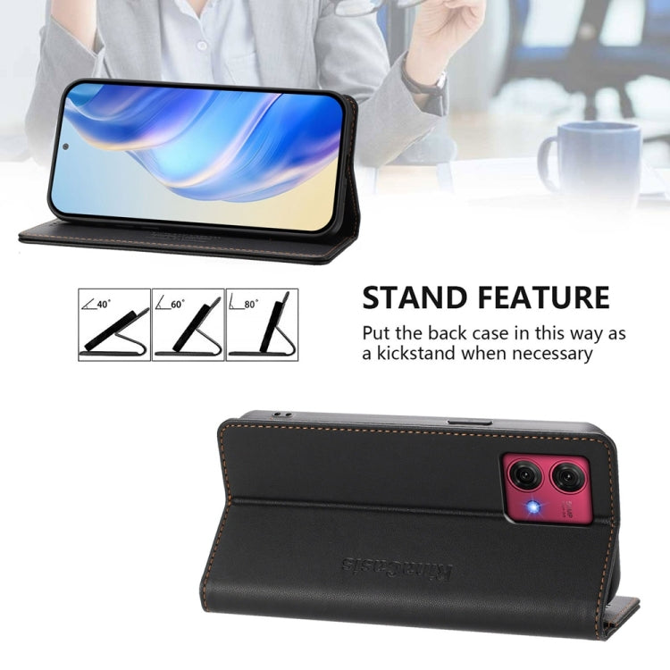 For Motorola Moto G84 RC01 Dual-Folded Magnetic Suction RFID Leather Phone Case