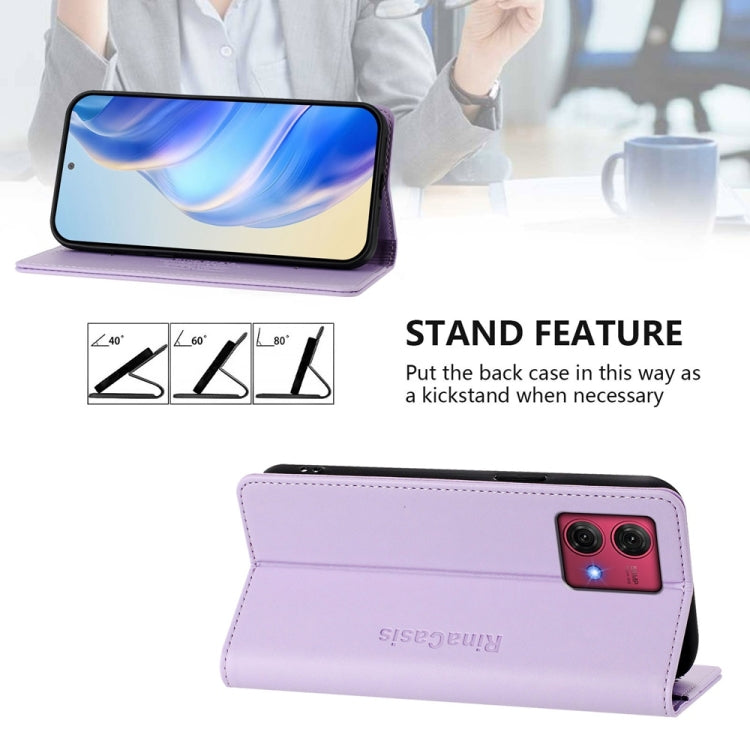 For Motorola Moto G84 RC01 Dual-Folded Magnetic Suction RFID Leather Phone Case