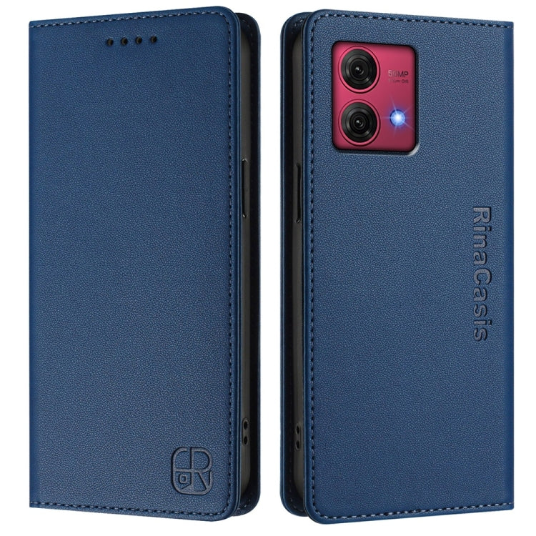 For Motorola Moto G84 RC01 Dual-Folded Magnetic Suction RFID Leather Phone Case