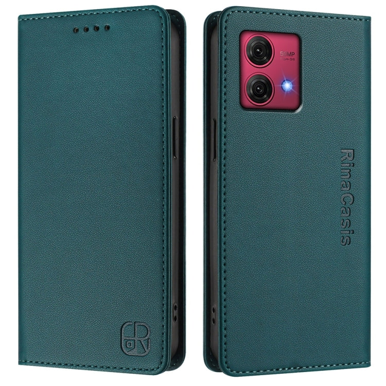 For Motorola Moto G84 RC01 Dual-Folded Magnetic Suction RFID Leather Phone Case