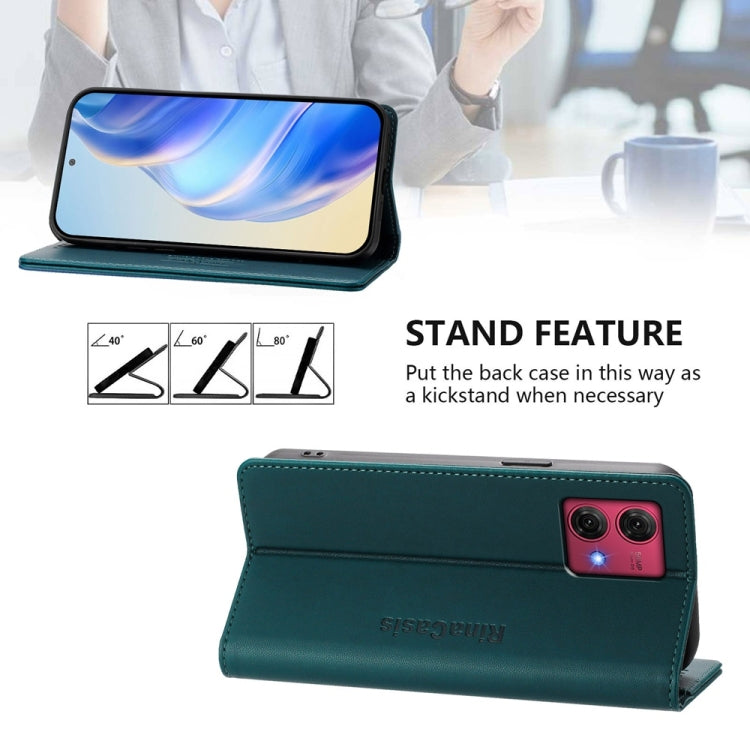 For Motorola Moto G84 RC01 Dual-Folded Magnetic Suction RFID Leather Phone Case